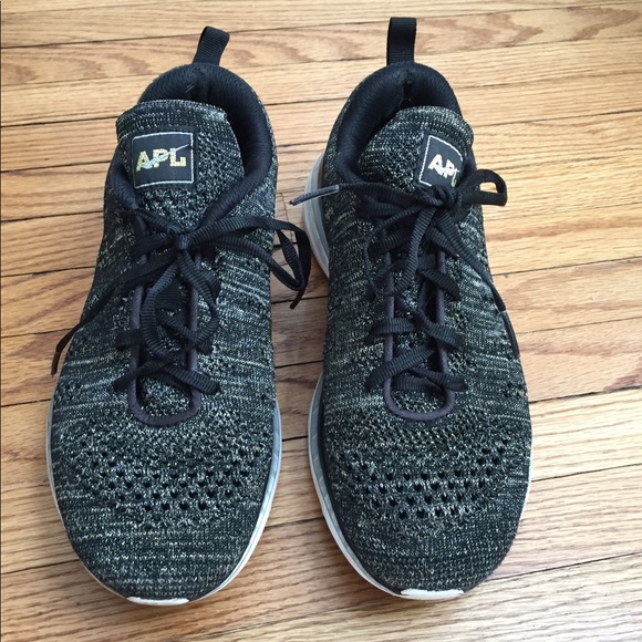 APL Shoes - APL Techloom Pro Black Gold Metallic Sneakers